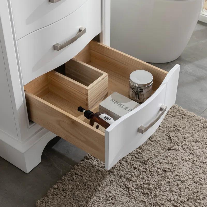 Monroe 24'' White Solid Wood Vanity with Carrara Marble Top