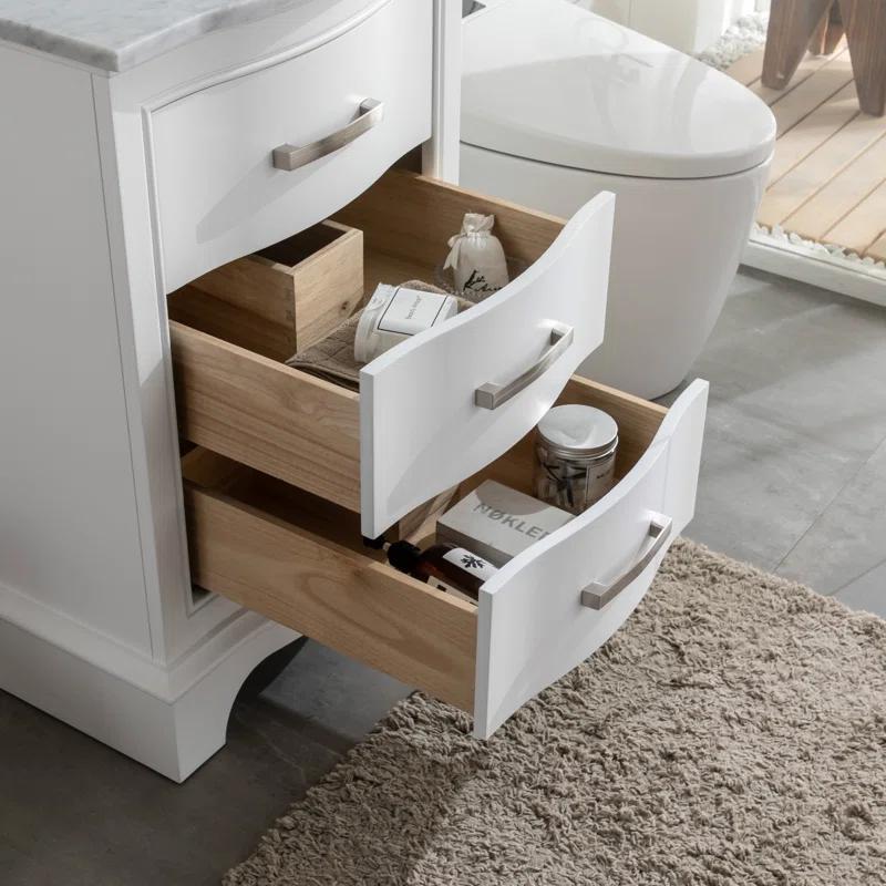 Monroe 24'' White Solid Wood Vanity with Carrara Marble Top