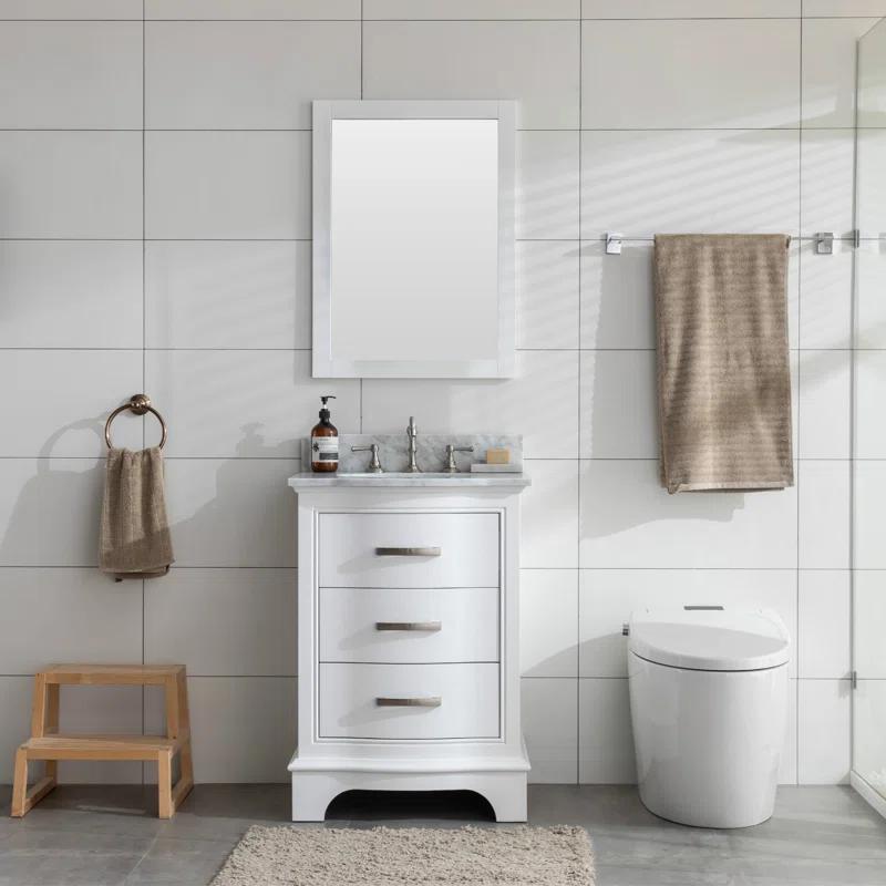 Monroe 24'' White Solid Wood Vanity with Carrara Marble Top
