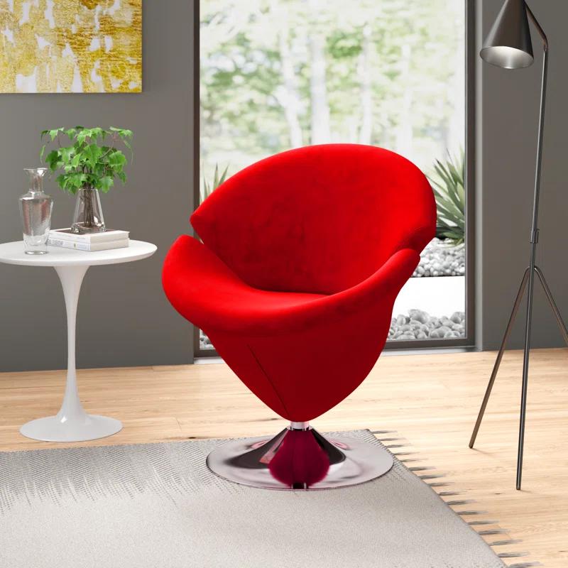 Everly Quinn Aanayah Vegan Leather Swivel Barrel Chair & Reviews | Wayfair