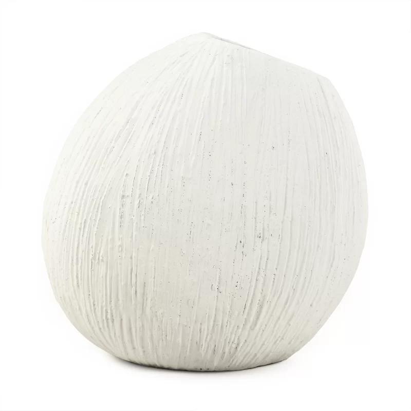 Zentique Large Distressed White Handmade Cement Vase
