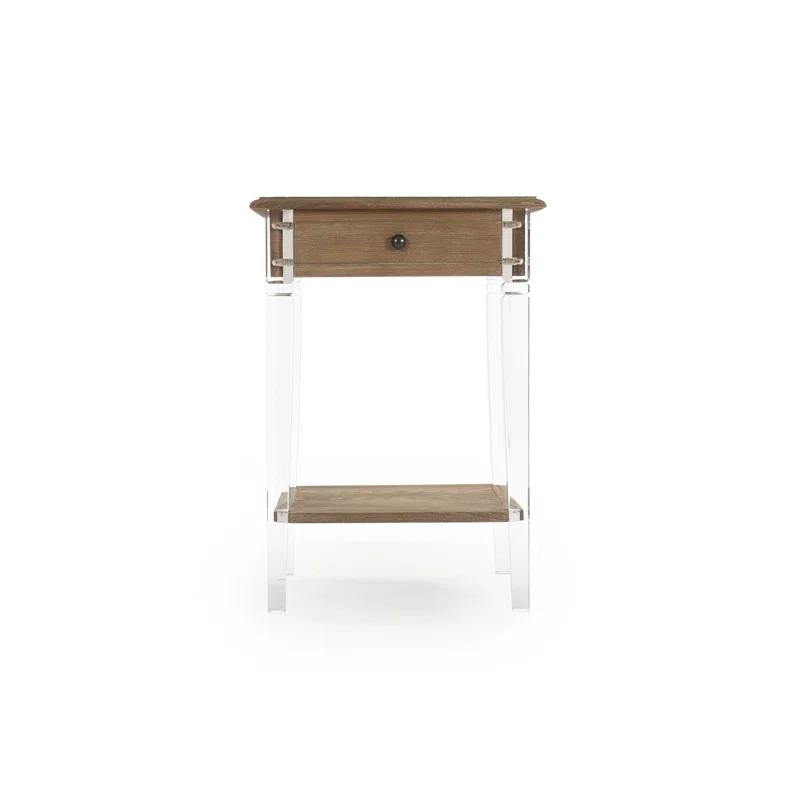 Claude Solid Wood Top End Table with Storage