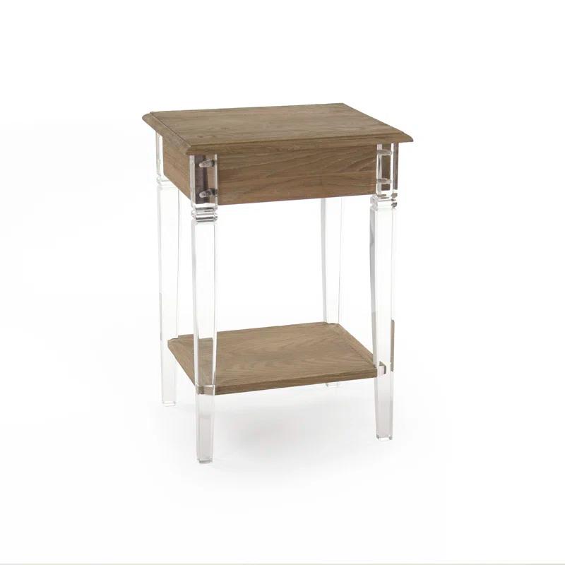 Claude Solid Wood Top End Table with Storage