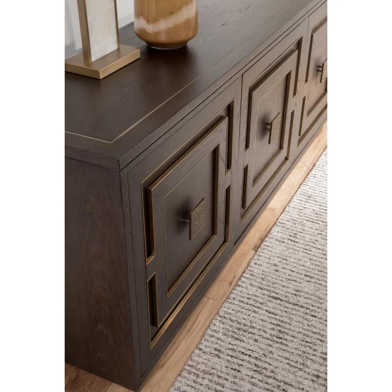 Verbatim Transitional 100" Brown Oak Media Console with Cabinet