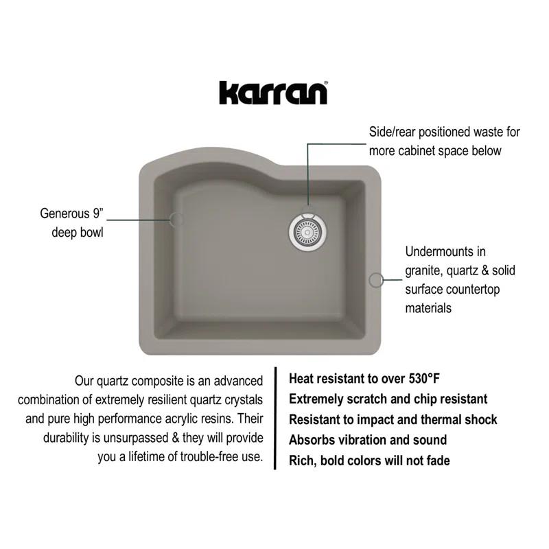 Karran Undermount Quartz Composite 24'' X 20-3/4'' Single Bowl Kitchen Sink