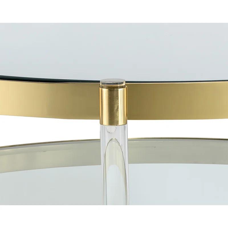 41'' Round Luxe Gold Metal & Acrylic Outdoor Coffee Table