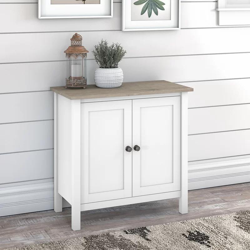 Shiplap Gray and Pure White Farmhouse Storage Cabinet