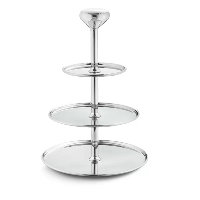Alfredo Polished Stainless Steel Etagere Tiered Stand