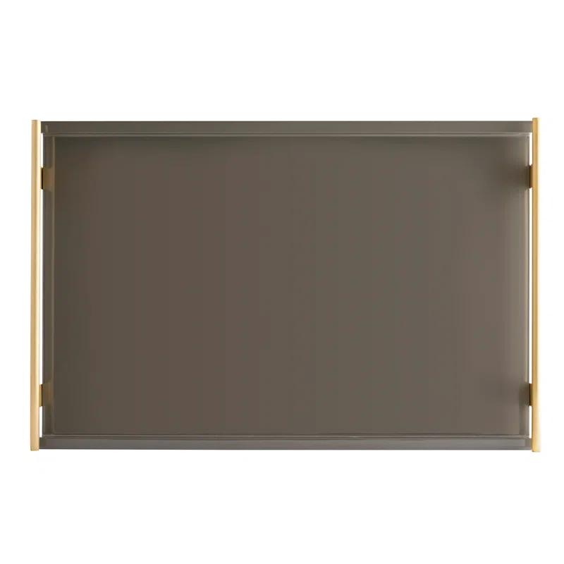 Chateau Grey Lacquer 16"x25" Tray with Antique Brass Handles