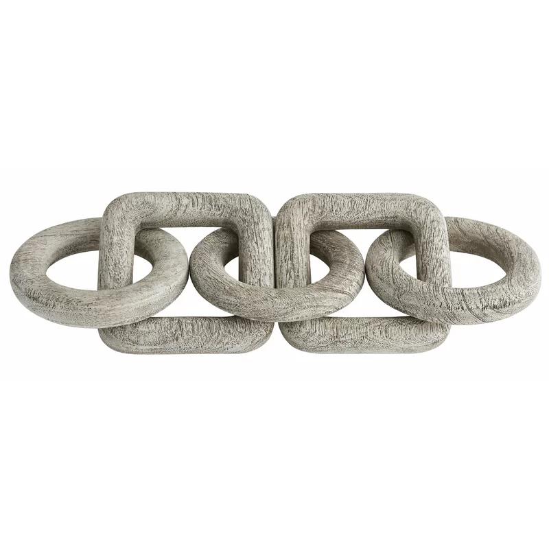 Gray Wood Interlocking Chain Wall Sculpture