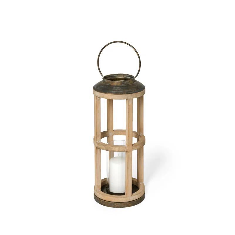 Bella Rustic Black Wood & Metal Oversized Hanging Candle Lantern