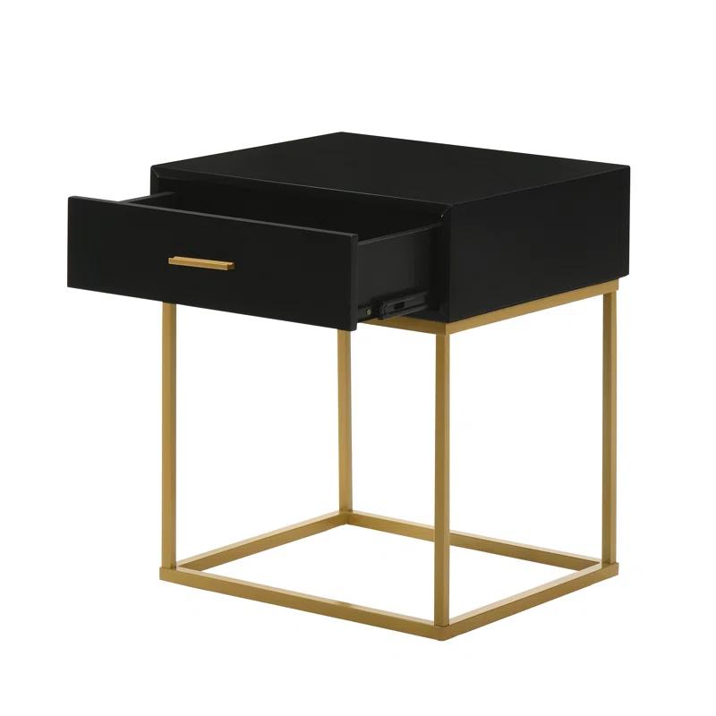 LuXeo LuXeo Catalina One Drawer Nightstand with Mustard Gold Legs