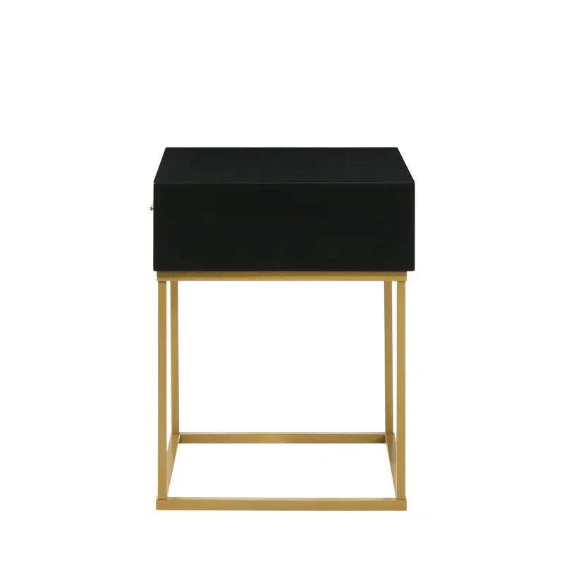 LuXeo LuXeo Catalina One Drawer Nightstand with Mustard Gold Legs