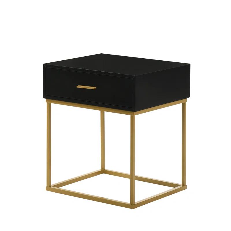 LuXeo LuXeo Catalina One Drawer Nightstand with Mustard Gold Legs