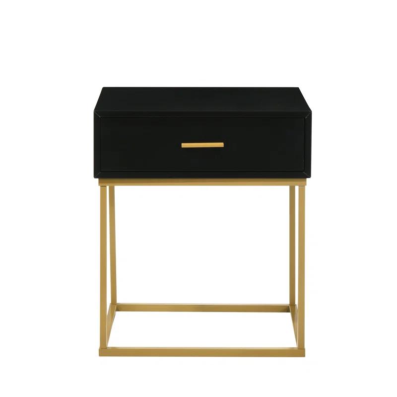 LuXeo LuXeo Catalina One Drawer Nightstand with Mustard Gold Legs