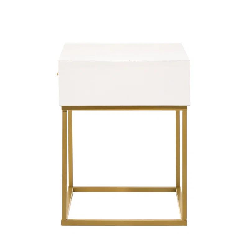 LuXeo LuXeo Catalina One Drawer Nightstand with Mustard Gold Legs