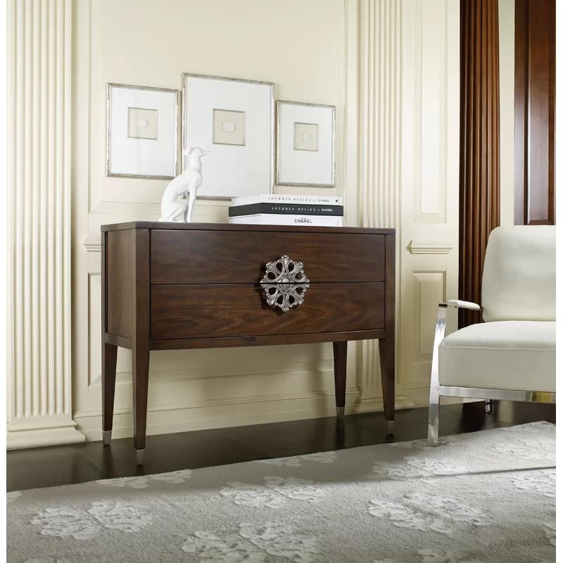 Transitional Medallion 44'' Brown Wood & Metal Console Table with Storage