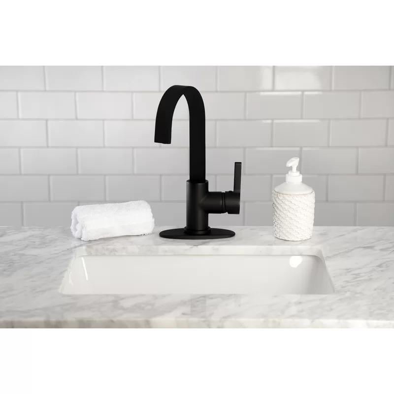 Matte Black Single-Handle Bar Faucet with High Spout