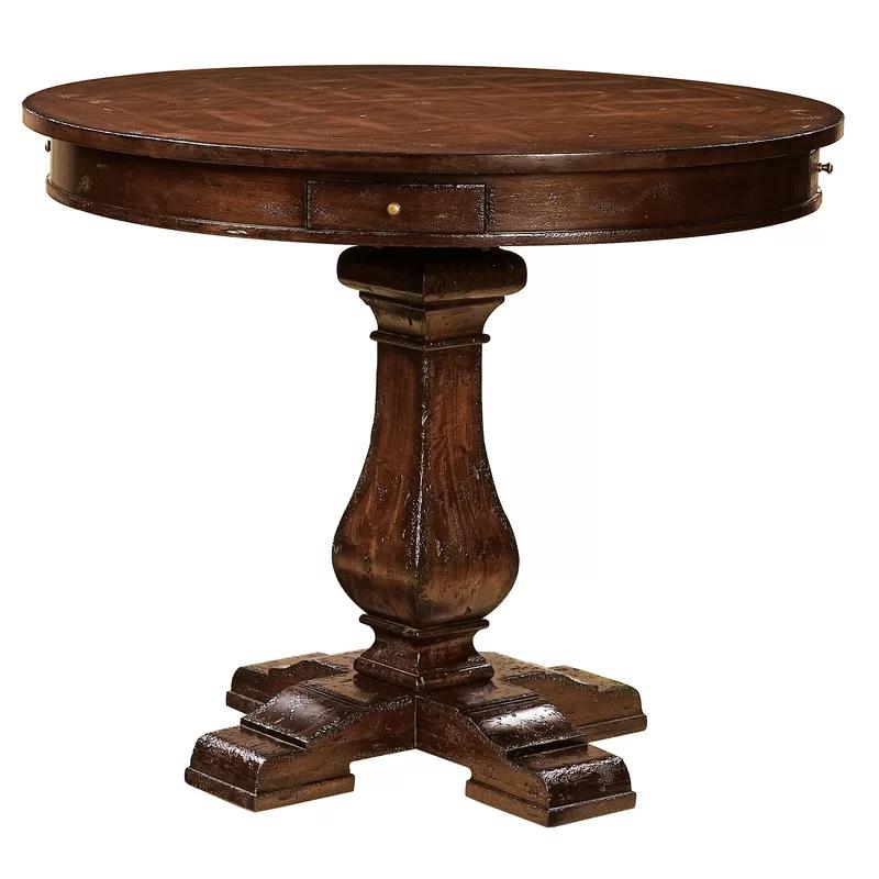 Traditional Havana 44" Round Brown Wood Casual Dining Table
