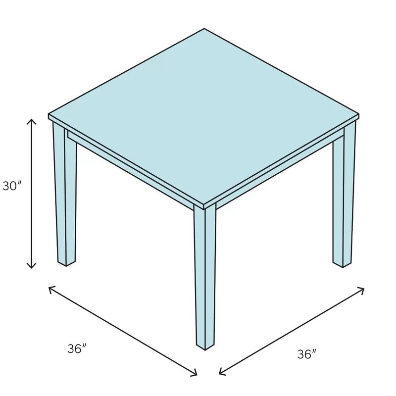 36" Light Unfinished Rubberwood Square Dining Table