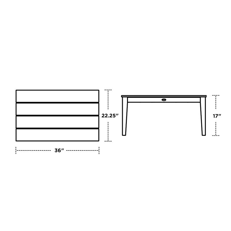 Newport Modern 22" x 36" Black POLYWOOD Coffee Table