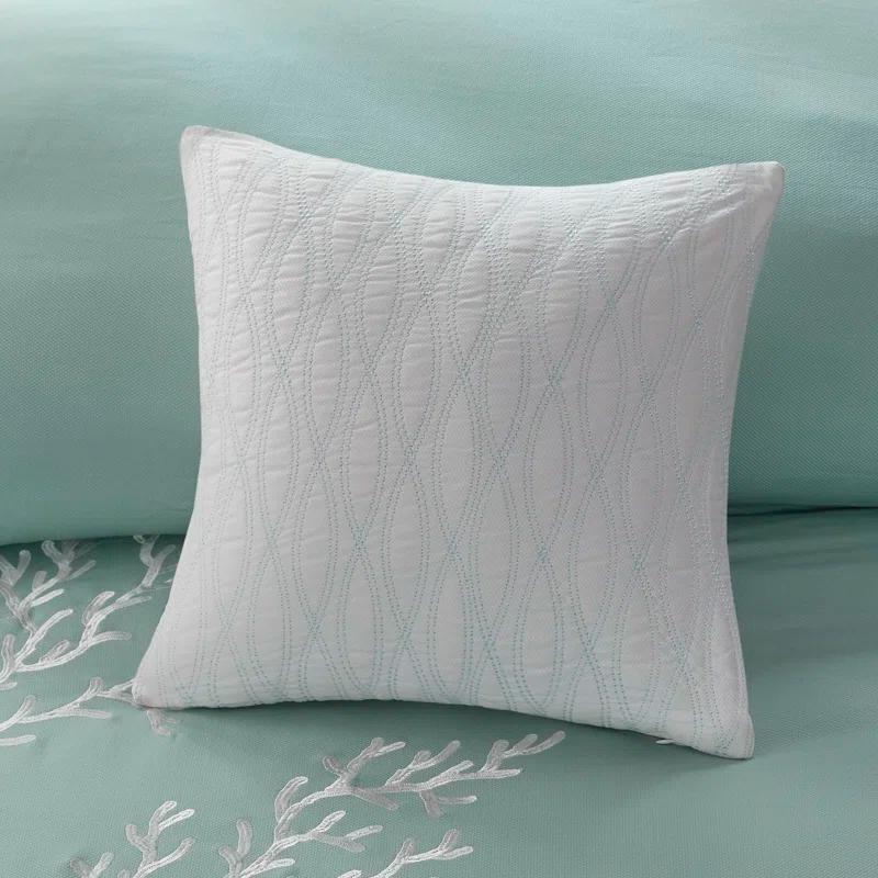 Coastline Embroidered 100% Cotton 4 Piece Comforter Set