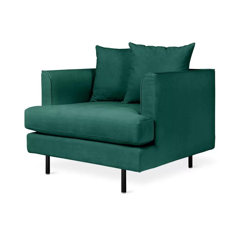 Elegant Margot Lounge Chair in Velvet Spruce with Eco-Friendly Cushions