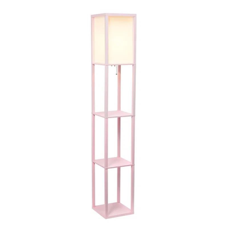 Elegant Light Pink Floor Lamp with Integrated Shelving