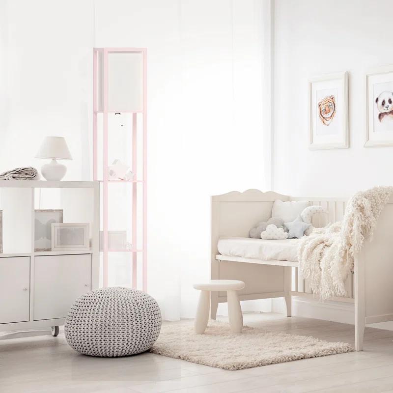 Elegant Light Pink Floor Lamp with Integrated Shelving