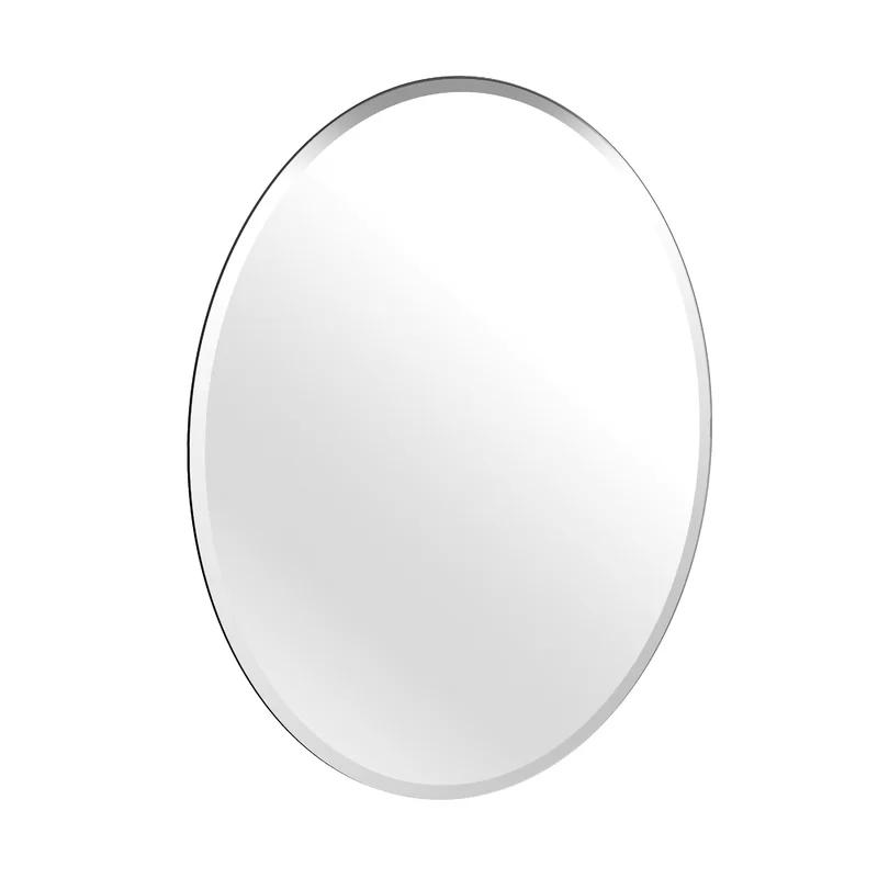 Flush Mount Frameless Beveled Oval Bathroom Vanity Mirror