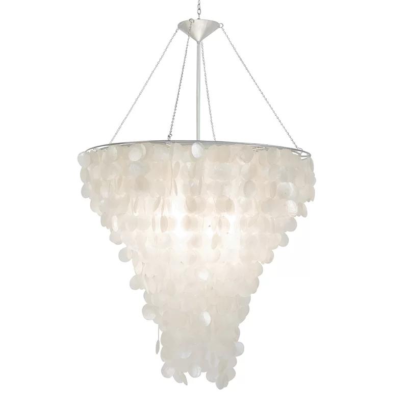 White Capiz Shell 2-Light Chandelier with Matching Chain