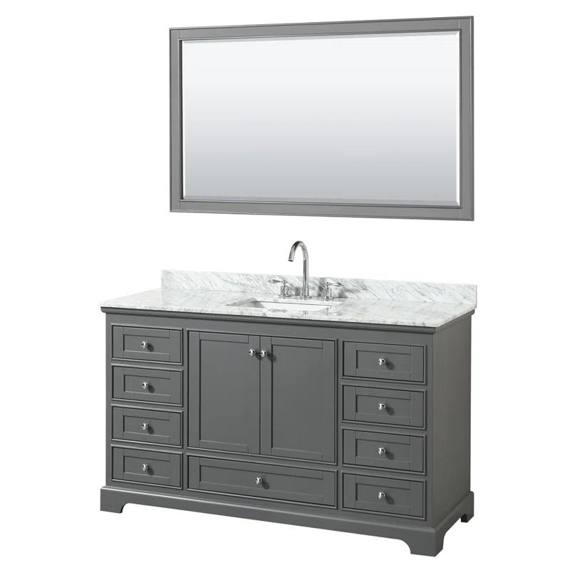 Wyndham Collection Deborah 60'' Single Bathroom Vanity with Marble Top with Mirror