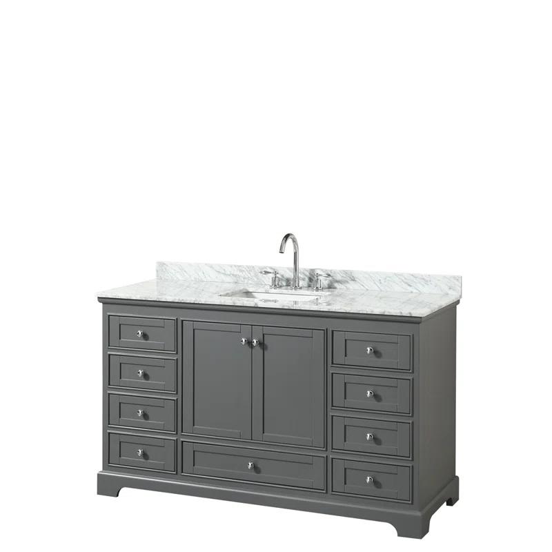 Wyndham Collection Deborah 60'' Single Bathroom Vanity with Marble Top with Mirror