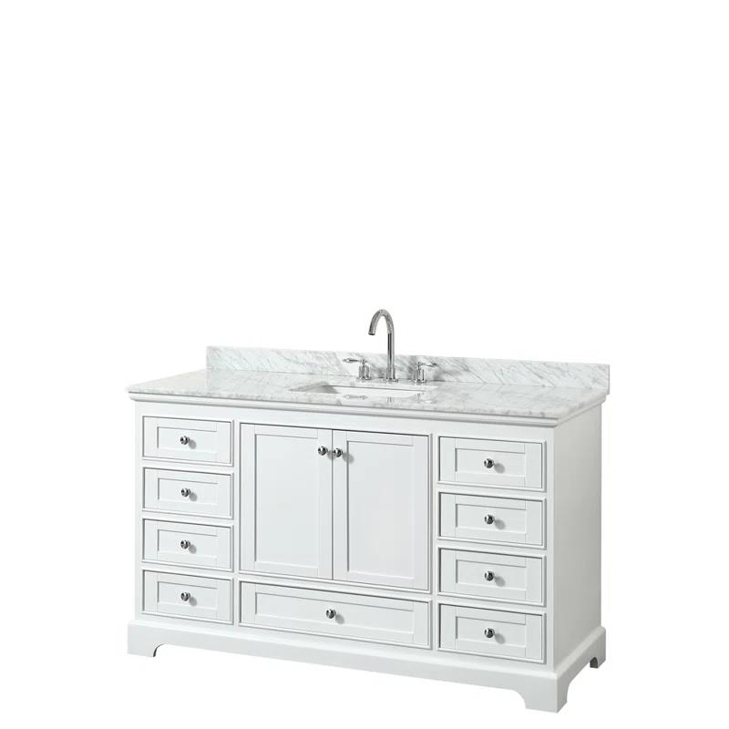 Wyndham Collection Deborah 60'' Single Bathroom Vanity with Marble Top with Mirror