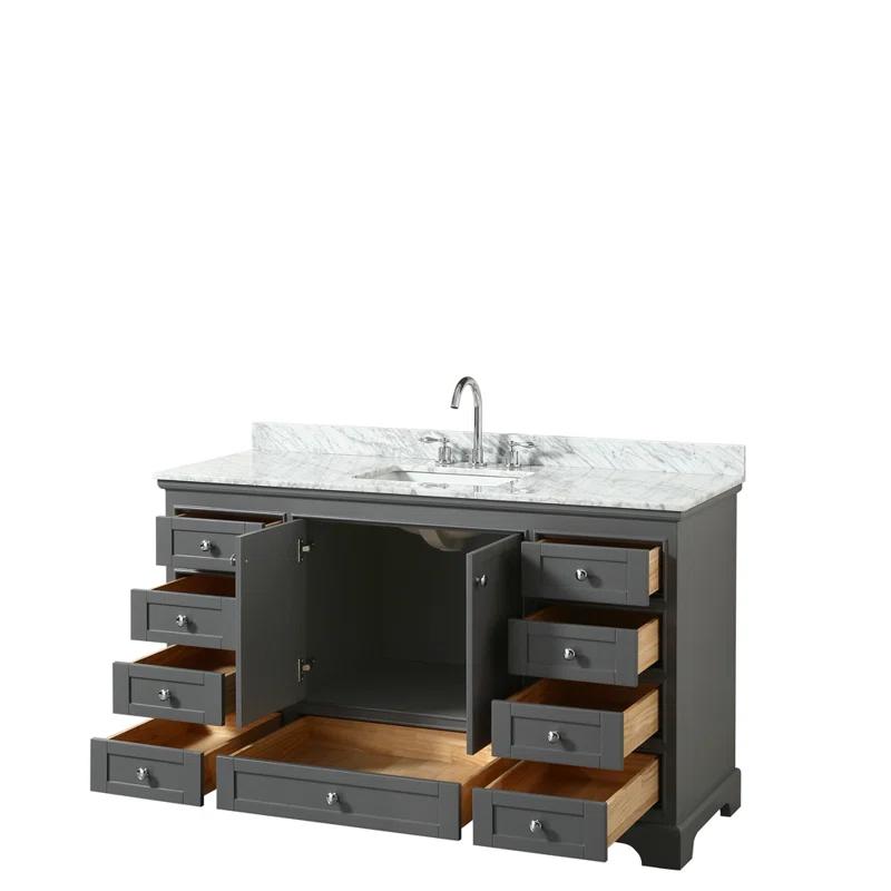 Wyndham Collection Deborah 60'' Single Bathroom Vanity with Marble Top with Mirror