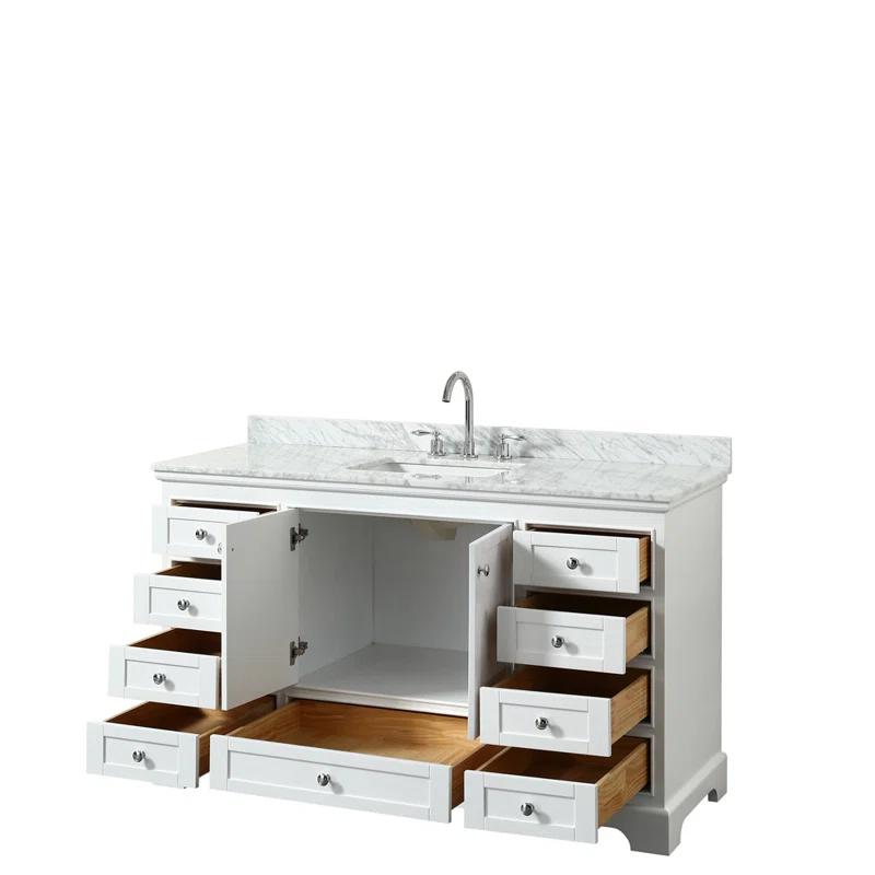 Wyndham Collection Deborah 60'' Single Bathroom Vanity with Marble Top with Mirror