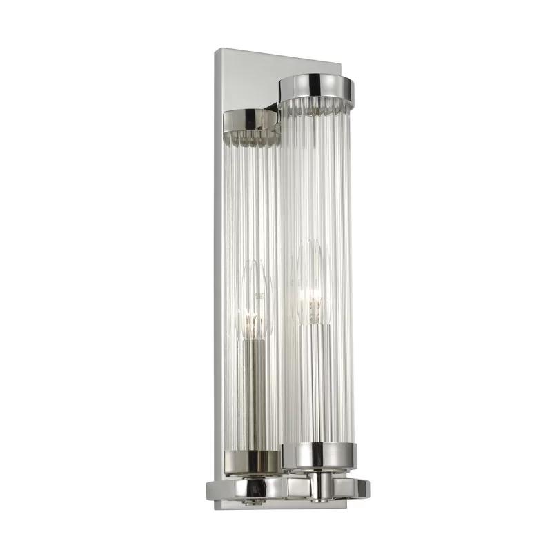 Demi 16" Polished Nickel Cylinder Wall Sconce with Clear Glass