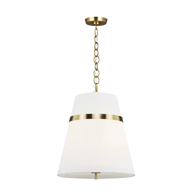 Cordtlandt 18" Burnished Brass Cone Pendant with Etched Glass