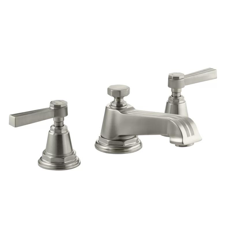 Pinstripe Vintage 1930's Inspired Brushed Nickel Widespread Bathroom Faucet