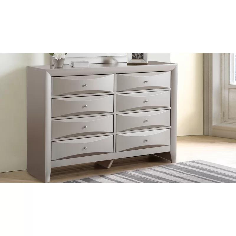 Silver Champagne Double Dresser with Dovetail Drawers