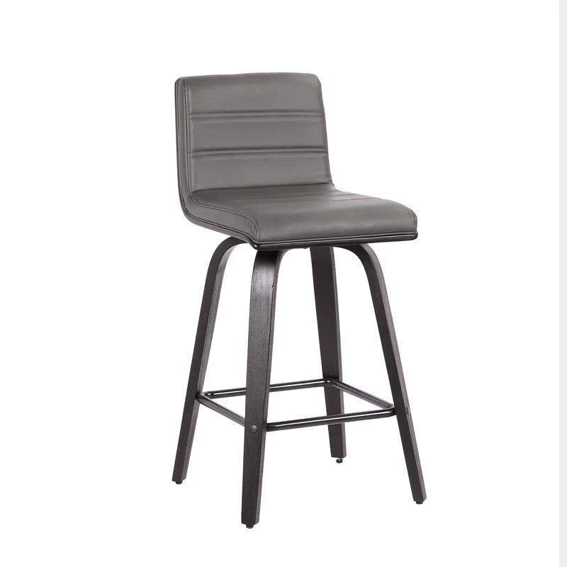 Hiram Black and Gray Solid Wood Swivel Bar Stool