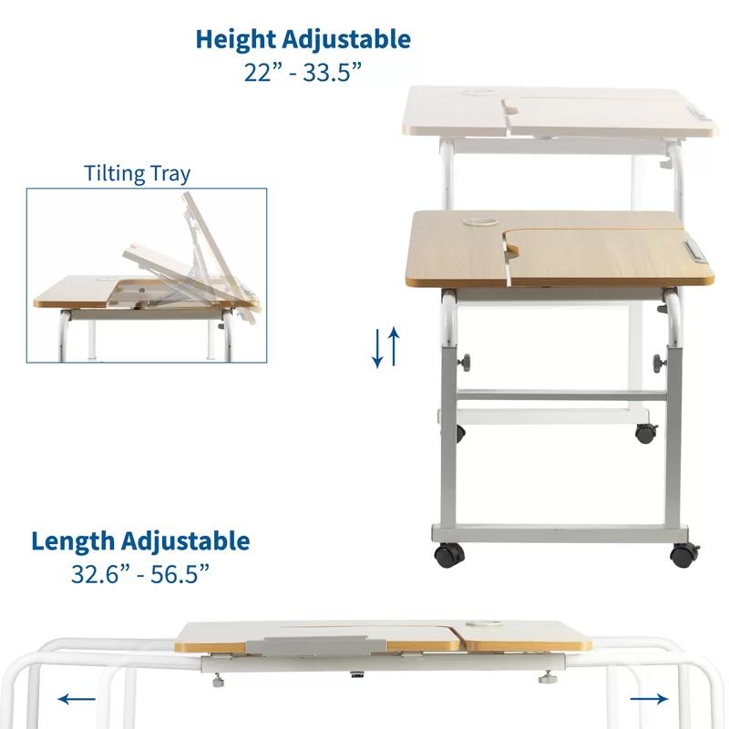 Adjustable Modern White Laminated Wood Writing Desk with Cup Holder