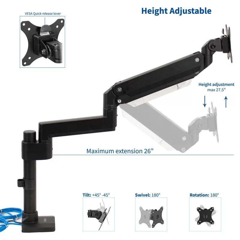 ErgoFlex Ultrawide 49" Aluminum Monitor Desk Mount with USB Ports