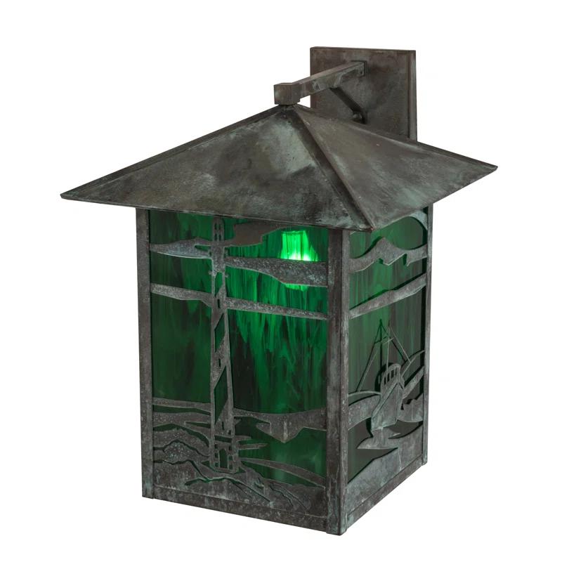 Verdigris Green Art Glass Nautical Sconce