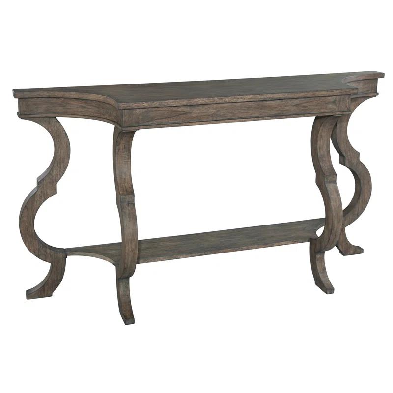 Lincoln Park Traditional Gray-Brown Demilune Console Table with Storage