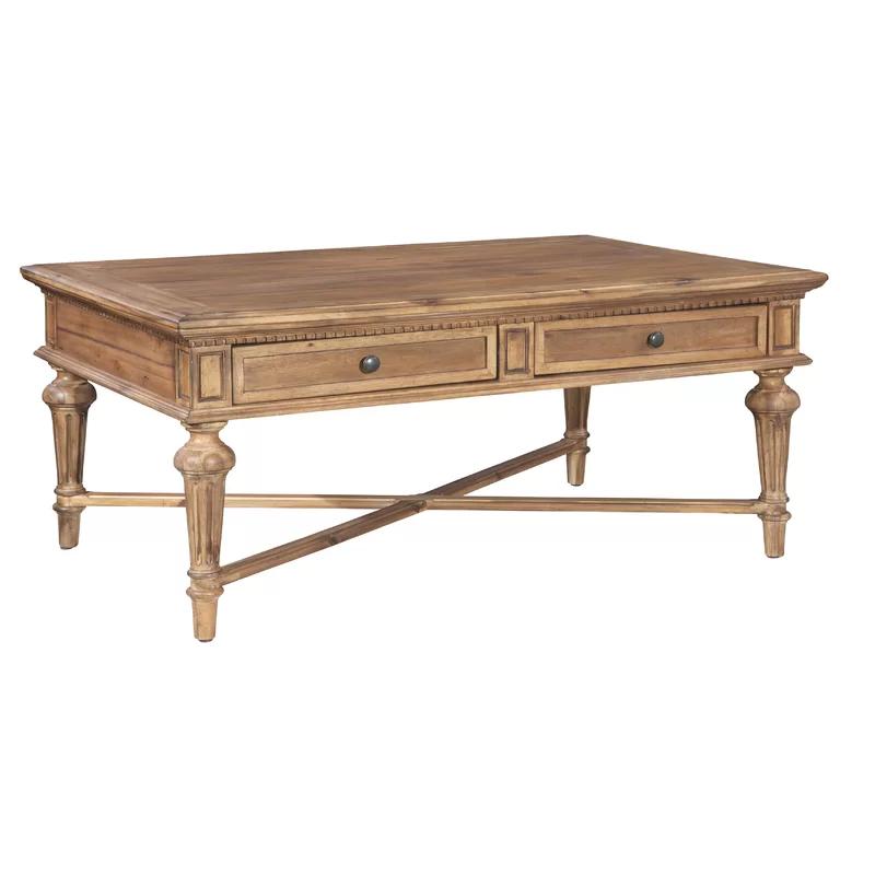 Beige Traditional Rectangular Coffee Table with Storage