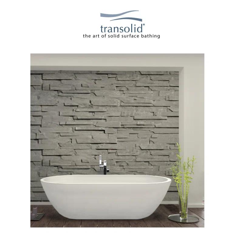 Sherwood 71'' x 32'' Freestanding Soaking Stone Bathtub with Faucet