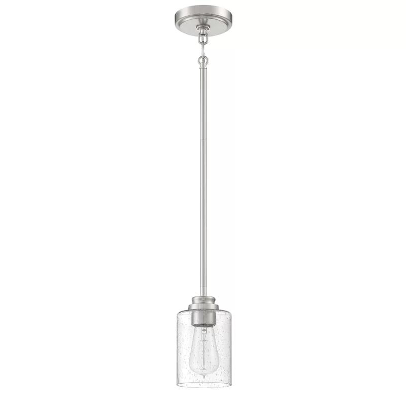 Elegant 5" Mini Pendant in Brushed Polished Nickel with Clear Glass Shade