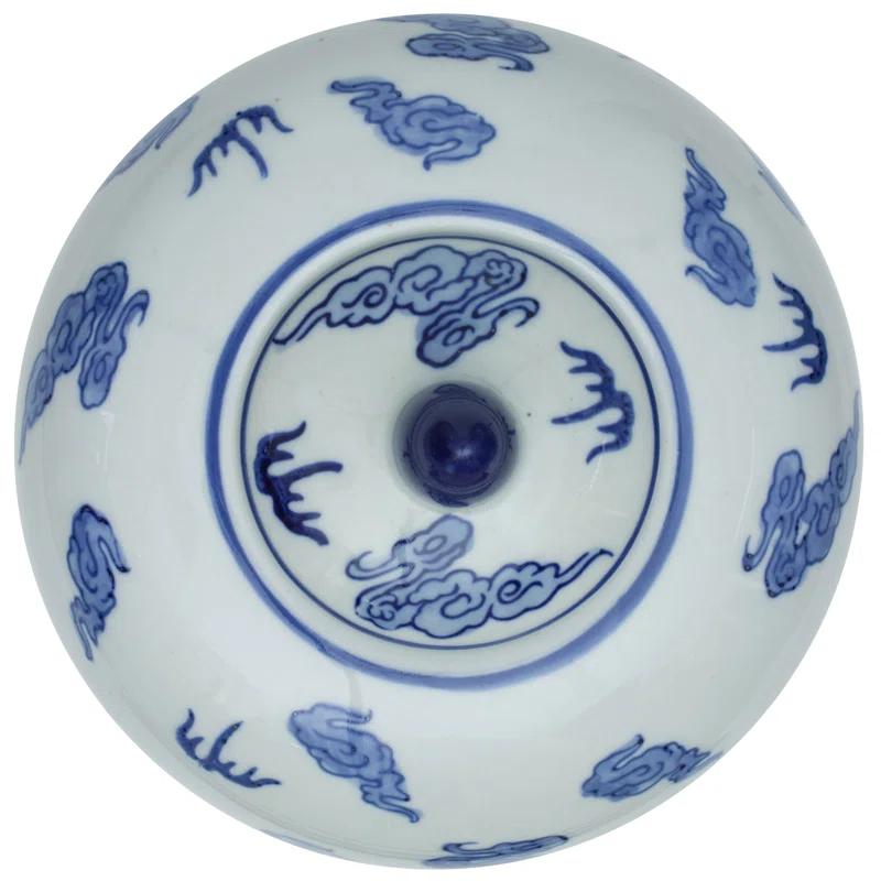 11" Dragon Blue & White Porcelain Vase Jar