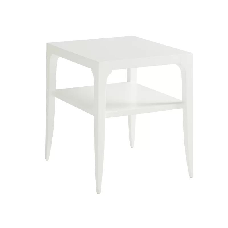 Crisp White Transitional Wood Rectangular End Table